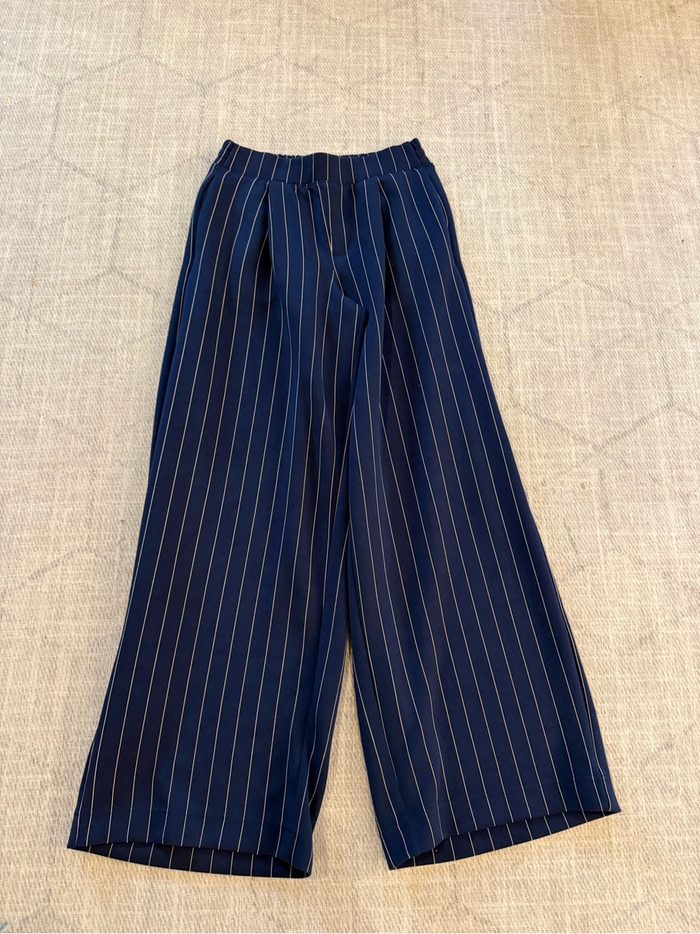 OFFLINE by Aerie Pinstripe Wide Leg Pants XS Short Navy Pull On